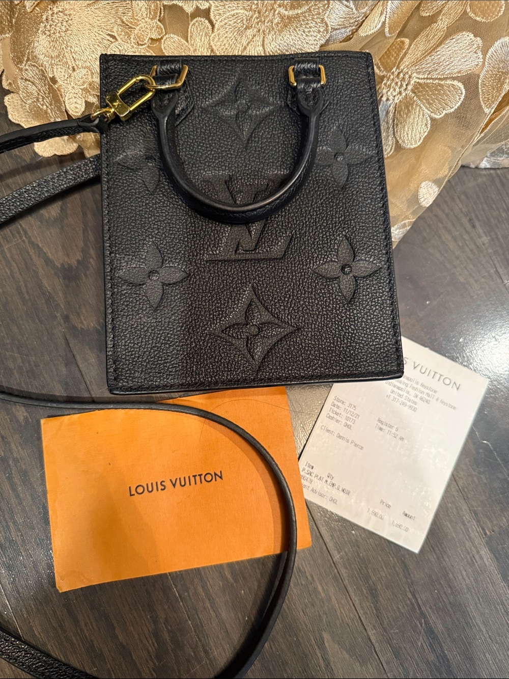 Authentic Like New Louis Vuitton Black Embossed Mini Tote with Gold Hardware - Picture 4 of 7